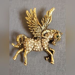 Gold Crystal Pegasus Brooch - Women Jewelry Brooches